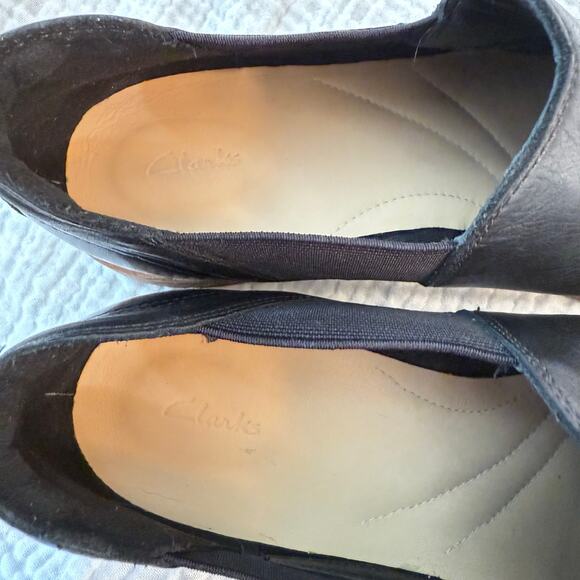 Clarks Collection Edenvale Page Size 9 Low Bootie Chelsea Loafer Black Leather - Picture 7 of 13